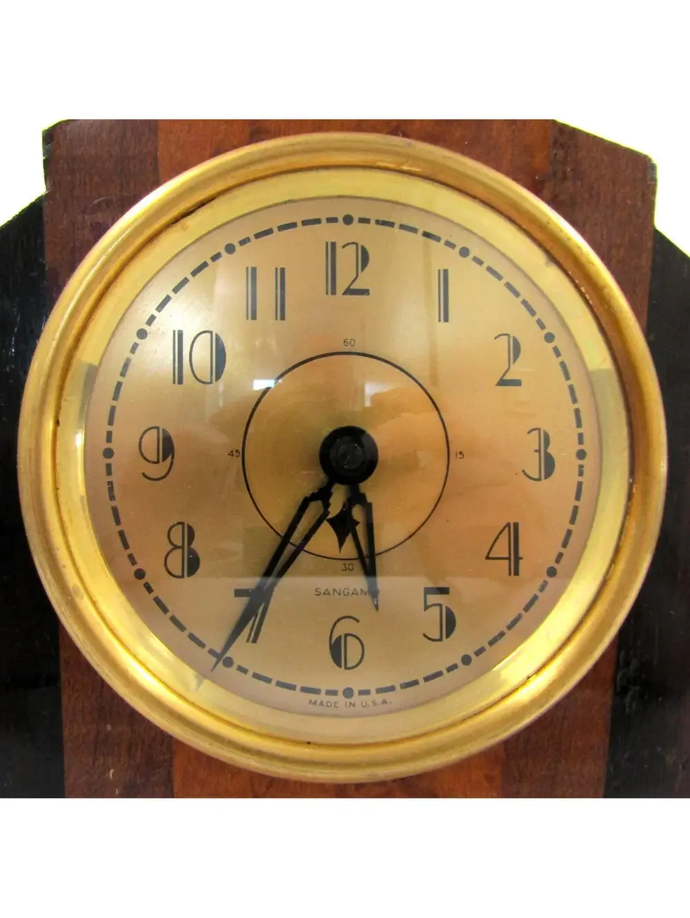 1930s Art Deco Sangamo Brown with Gold Accent Electric Clock
